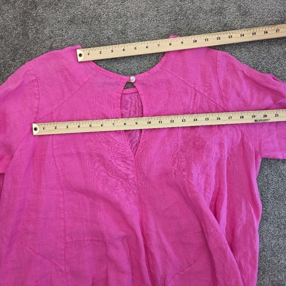 VIVIAN Shyu hot pink linen short sleeve dress Small / Medium - Picture 10 of 13